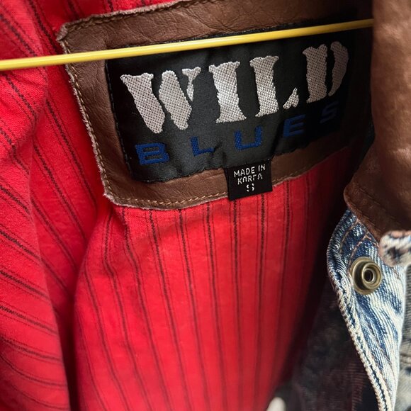 Vintage Denim Jacket Womens Small Acid Wash 80's Western  Leather - Picture 5 of 6